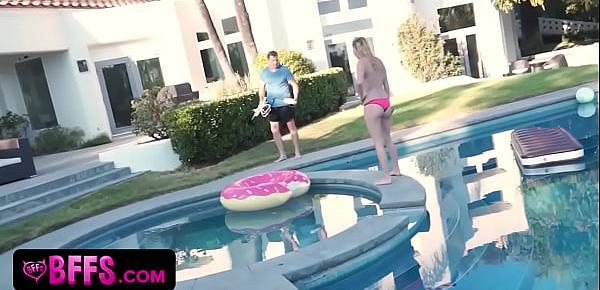  Drone from neighbor spying on half naked teen BFFs